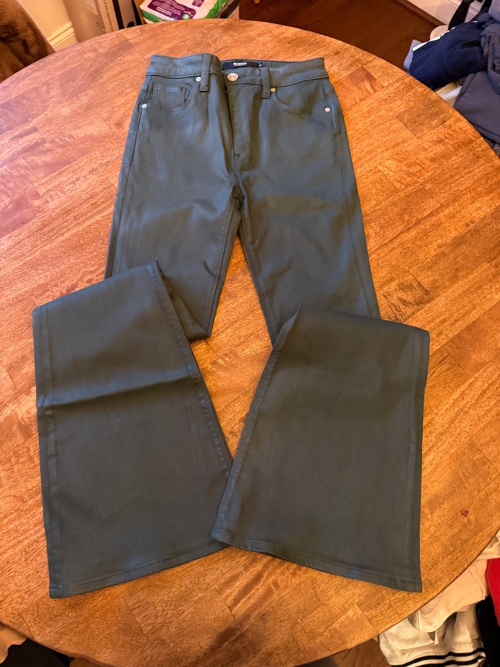 Hudson Jeans Wide Leg Flare Jeans in Dark Green